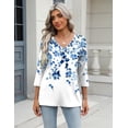 thumbnail image 3 of Zeagoo 3/4 Length Sleeve Womens Work Tops V Neck Tee Fashion Business Casual Work Tops, 3 of 6