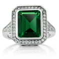 thumbnail image 4 of Gem Stone King 5.00 Cttw Green Nano Emerald Ring | 925 Sterling Silver | Emerald Cut 11X9MM | Wedding Engagement Anniversary Promise Ring for Women | Size 5, 4 of 7