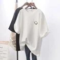 thumbnail image 2 of Camiseta holgada con estampado, camisa blanca para estudiantes, novedad de 2024, 2 of 5