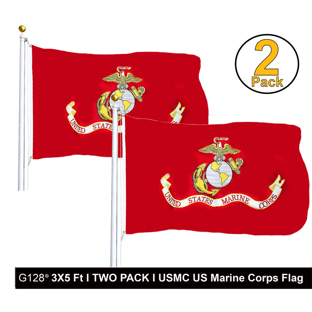 G128 TWO PACK USMC US Marine Corps Flag 3x5 ft Printed United States