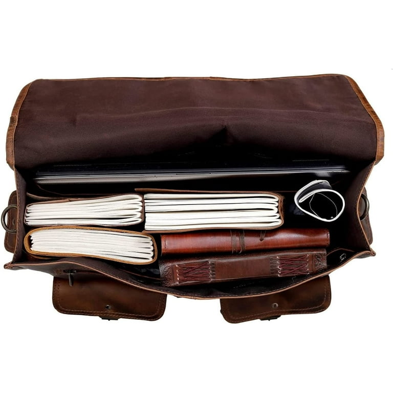 Cuero dhk 18 inch vintage handmade leather messenger bag laptop briefcase computer satchel bag hotsell