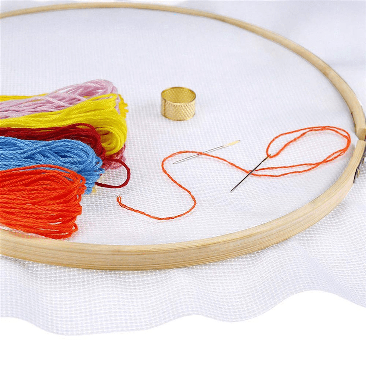16 Pieces 8 Inch Wooden Round Embroidery Hoops Adjustable Bamboo Circle Hoop Ring Bulk Wholesale