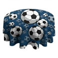 thumbnail image 4 of Blue Soccer Balls Pattern Round Tablecloth 60"x60",Wrinkle Wipeable Table Cloth for Kitchen Dining Room Picnic Patio Party, 4 of 6