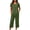 Army Green, variant on Womens Linen Textured 2 Piece Casual Outfits Crew Neck Short Sleeve Top Elastic Waist Capri Pants with Side Pockets Solid Color Loose Fit Lightweight Summer Daily Co Ord Set