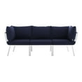 thumbnail image 5 of Modway Riverside 3 Piece Outdoor Patio Aluminum Sectional Sofa Set in White Navy, 5 of 10