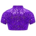 thumbnail image 4 of TiaoBug Kids Girls Shiny Sequined Crop Top Club Party Disco Shirt Jazz Hip-hop Dance Costume Purple 8, 4 of 7