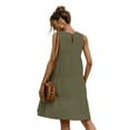 thumbnail image 2 of Nouvelle Robe Ligne A Unie pour Femmes Design Patchwork Col Rond Mode Urbaine Sans Manches Taille Mi-Haute Décontractée Robe Mini Ample, 2 of 2