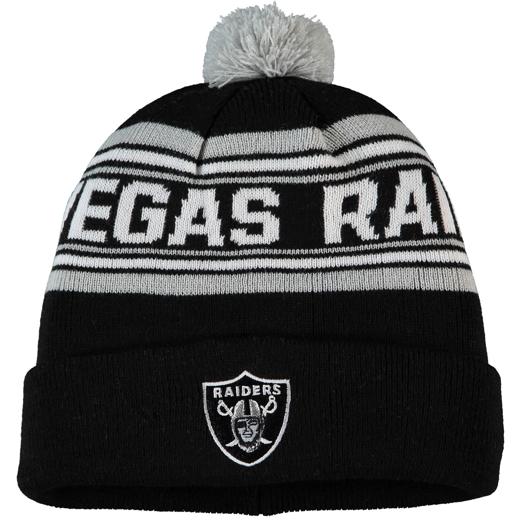 Outerstuff Oakland Raiders Kids & Youth Boys Jacquard Cuffed Knit Hat with Pom