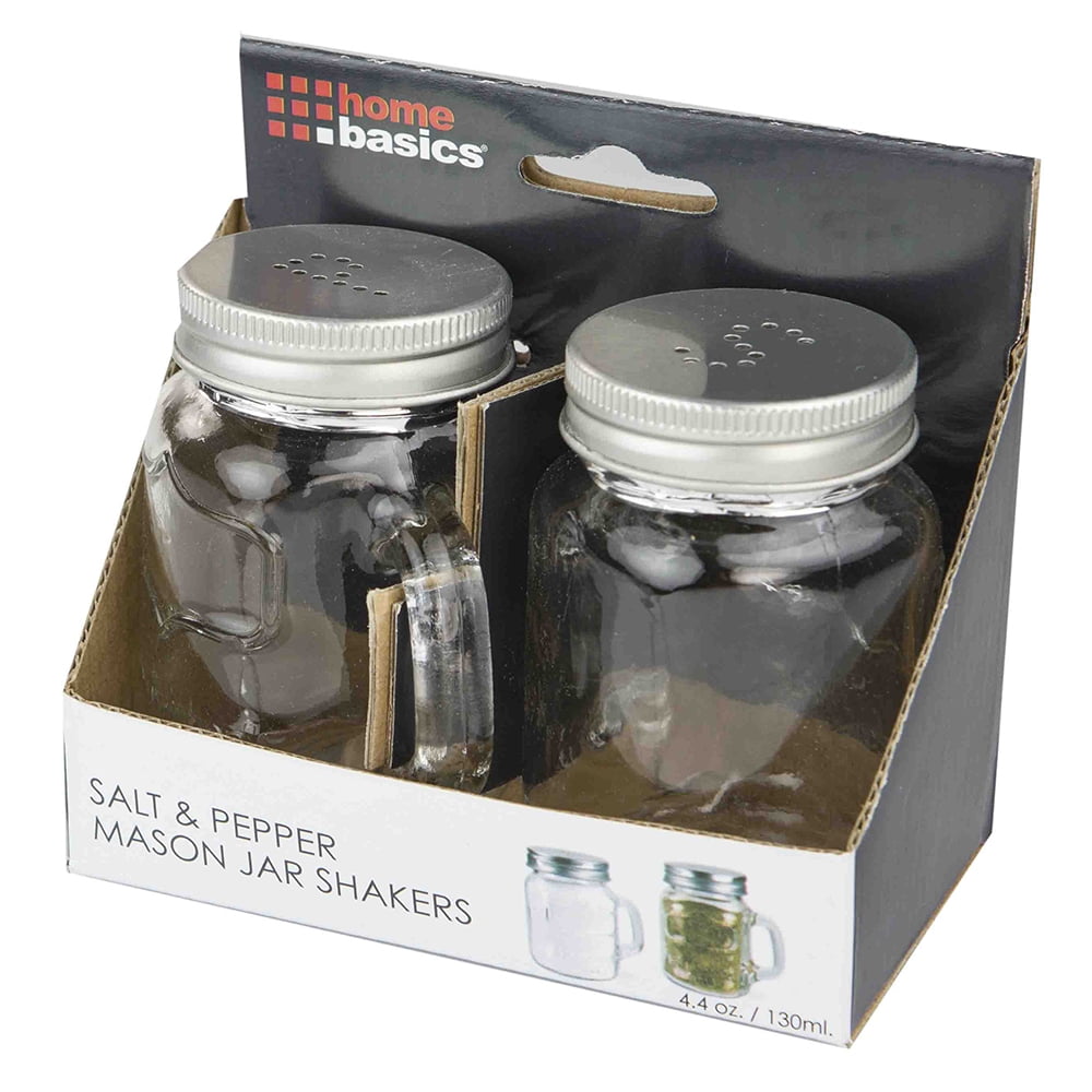 Home Basics 2 Piece Salt and Pepper Mason Jar Set