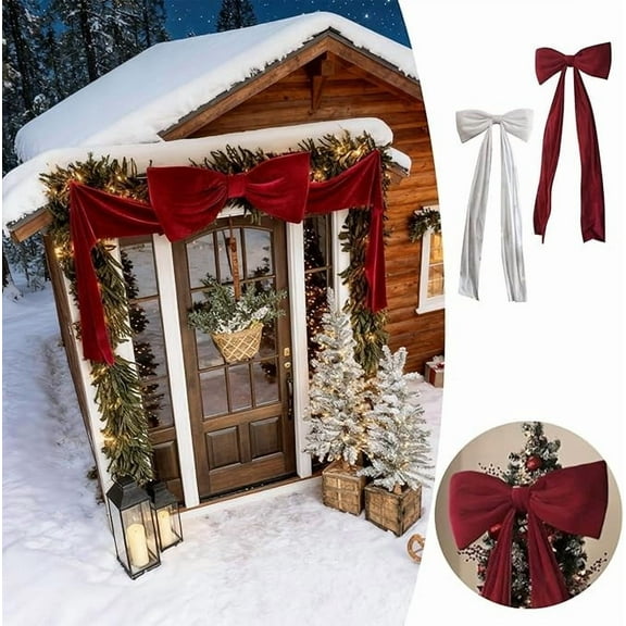 DAMAI Extra Large Burgundy Velvet Christmas Bow, 5.9 Ft Giant Bows for Christmas Tree, Christmas Decorations Ribbon Gift Bows Vintage Xmas Decor Indoor for Home Mantle Door Porch Wedding Backdrop