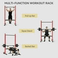 thumbnail image 4 of Soozier Adjustable Squat Rack with Pull Up Bar and Barbell Bar, Multi-Function Bench Press Weight Lifting Equipment, Red, 4 of 10