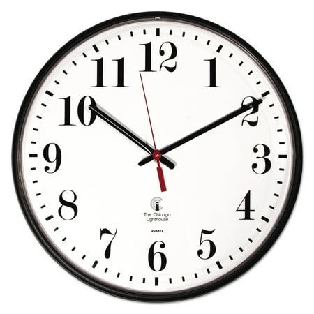 Chicago Lighthouse Quartz Slimline Clock, 12-3/4", Black -ILC67300002