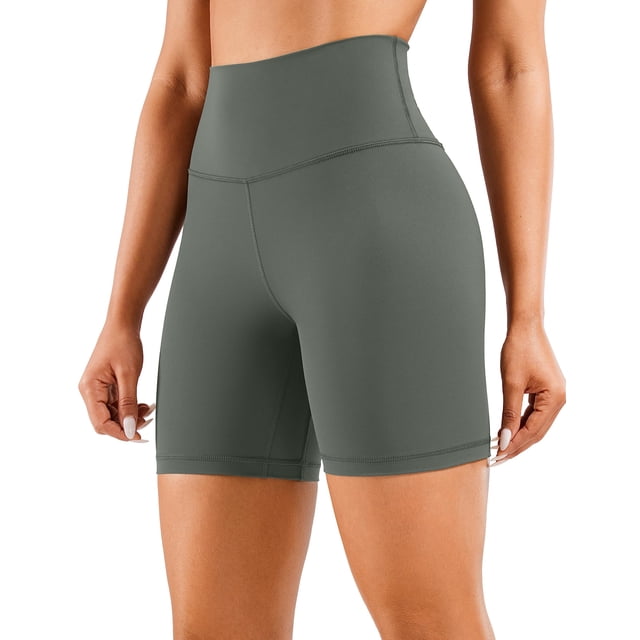 Shorts CRZ YOGA Sensación Desnuda Cintura Alta 15cm Gris Salvia L
