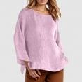 thumbnail image 2 of Women's Long Sleeve Round Neck Solid Color Loose Fit Casual Shirt, 2 of 2