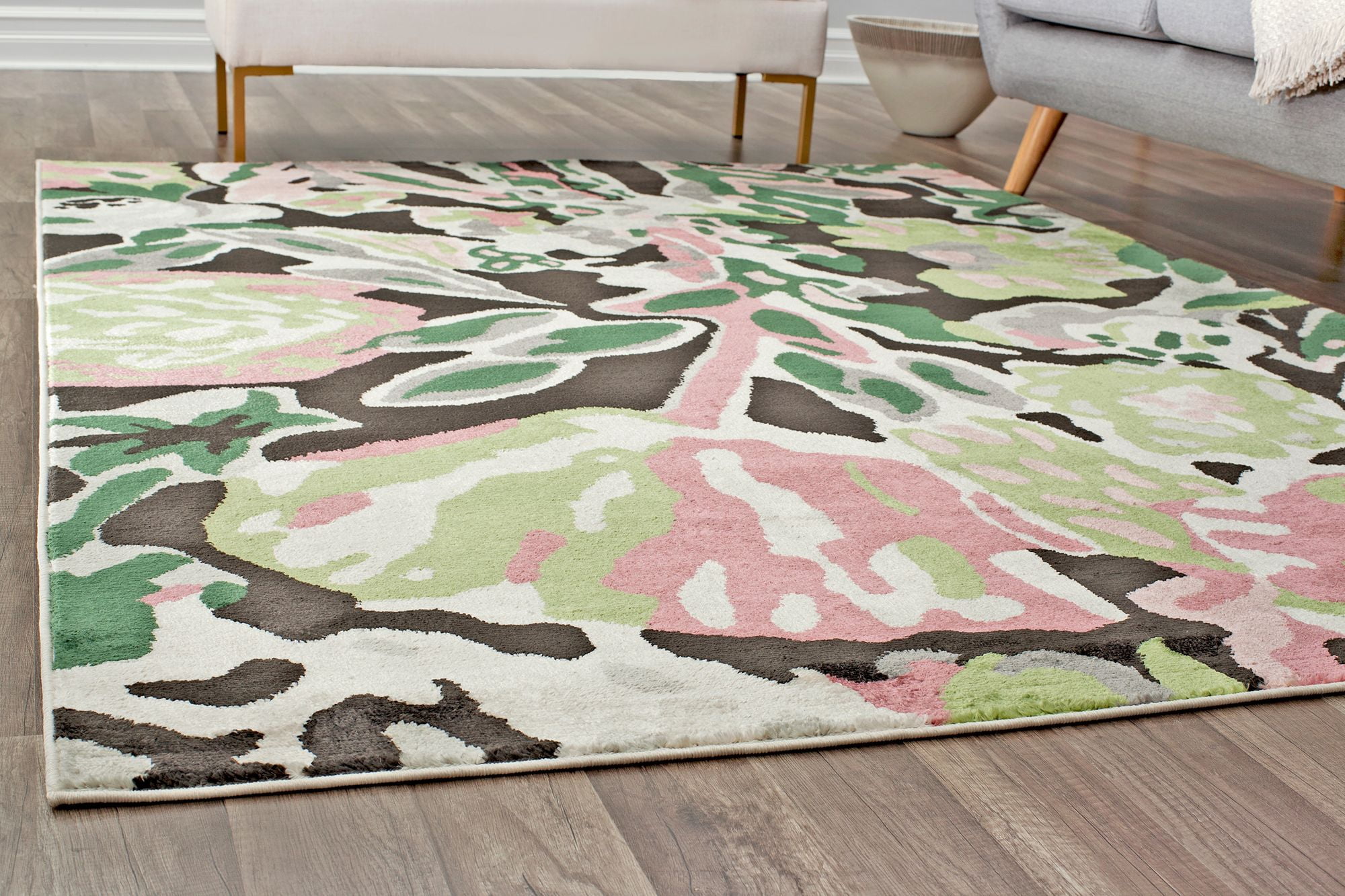 Rugs America Hanna VA15A Summer Bloom Floral Transitional Black Area Rug, 9'x12'