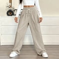 thumbnail image 4 of AHTJRT Women's Drawstring Sweatpants Elastic High Waisted Wide Leg Baggy Pants Soft Comfy Casual Slacks Joggers Sweatpants Beige M, 4 of 5