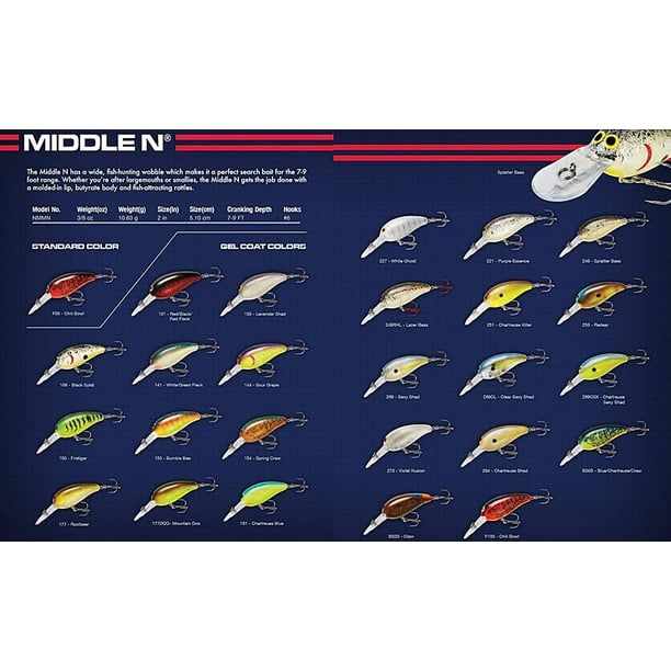 Lures Middle N Mid-Depth Crankbait B Fishing Lure, 3/8 Ounce, 2