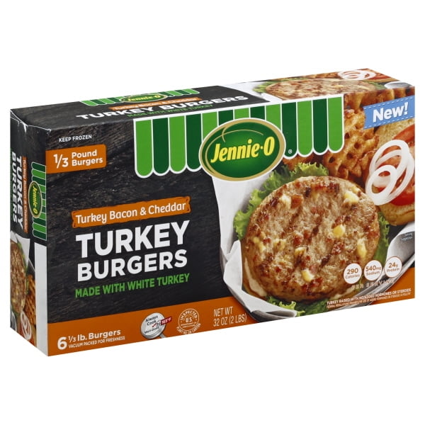 JennieO Turkey Bacon & Cheddar Turkey Burgers 6ct, 2.0 lb Walmart