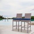 thumbnail image 2 of Prime Garden Rattan Patio Bar Stool with Cushion Set of 2 Navy, 2 of 7