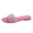 A-Hot Pink754, variant on Womens Flat Slide Glam Sparkly Plush Open Toe Slip On Soft Padded Footbed Rhinestone Flat Slide Summer Party Casual Streetwear Sandals