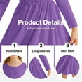 thumbnail image 4 of Actgleam Girls Ruffle Long Sleeve Dress Knit Cute Casual with 2 Pockets Dresses,Purple,7-8Years, 4 of 9