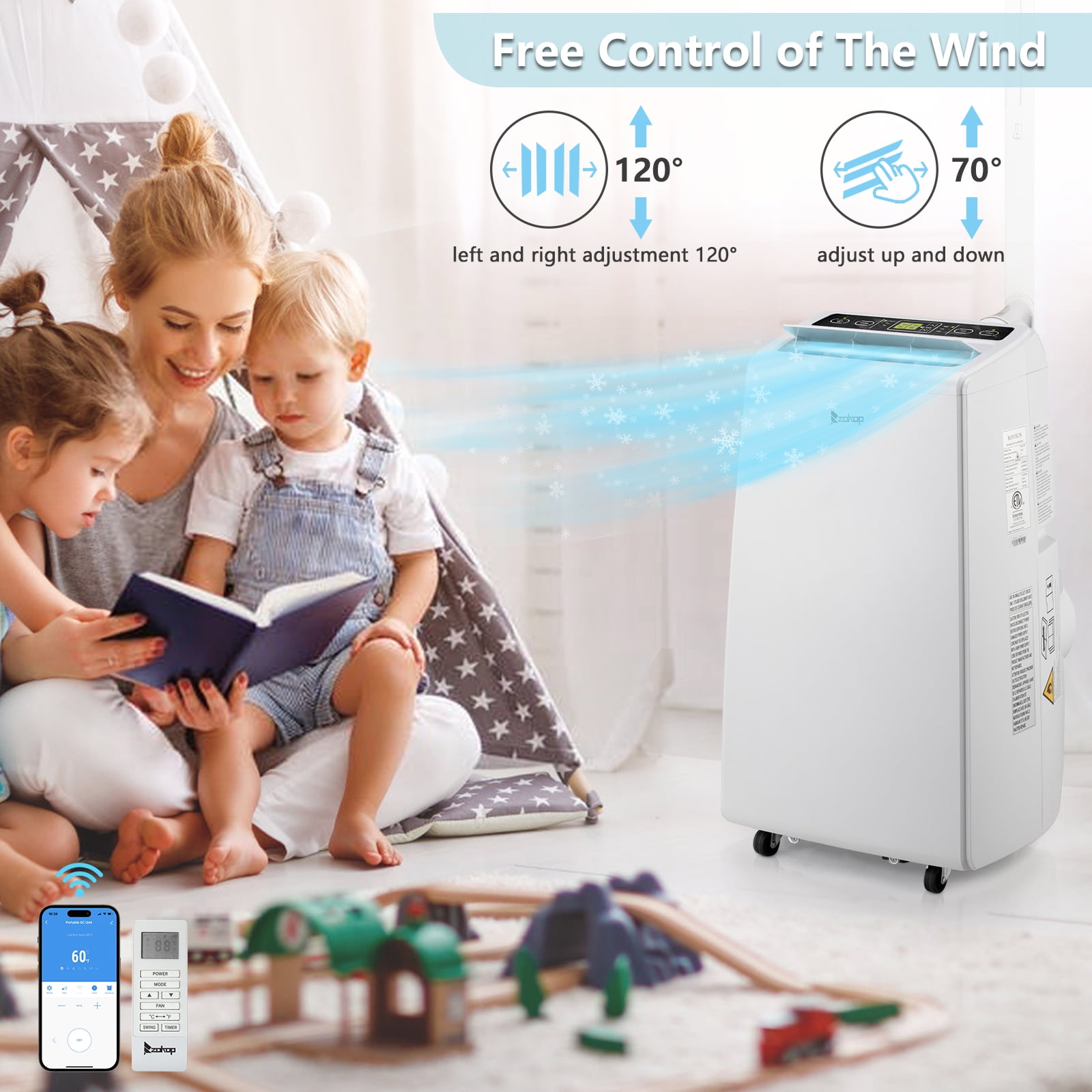 EasingRoom 12000BTU 110V Overhead Air Mobile Portable Refrigeration Air Conditioner ,White