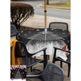 thumbnail image 4 of Outdoor Tablecloth with Umbrella Hole and Zipper, Black Christmas Tree Square Table Cloth 60x60 Inch Waterproof Tablecloth, Xmas Balls Pine Needles Snowflake Picnic Table Cover for Patio Camping, 4 of 7