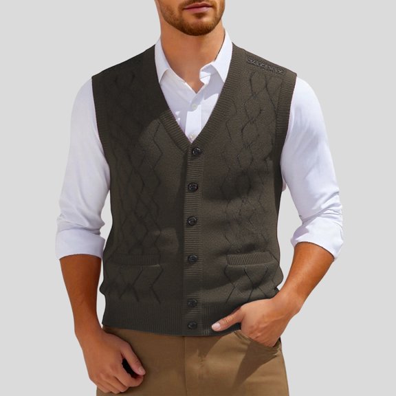 Knitted Vest for Men Versatile Sleeveless V-Neck Casual Everyday Wear Spring Autumn Winter Size 125