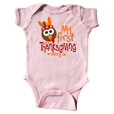 

Inktastic My 1st Thanksgiving Cute Turkey with Feathers Gift Baby Boy or Baby Girl Bodysuit