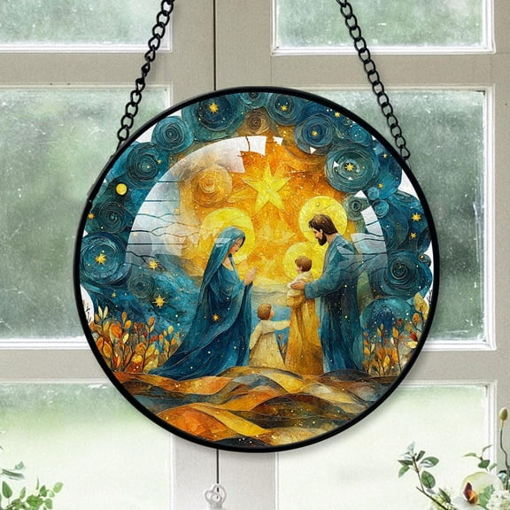 Personalized Jesus Suncatcher Stained Glass, Jesus Stained Glass Window Hanging Jesus Sun Catchers Indoor Window Décor 4nxdrS