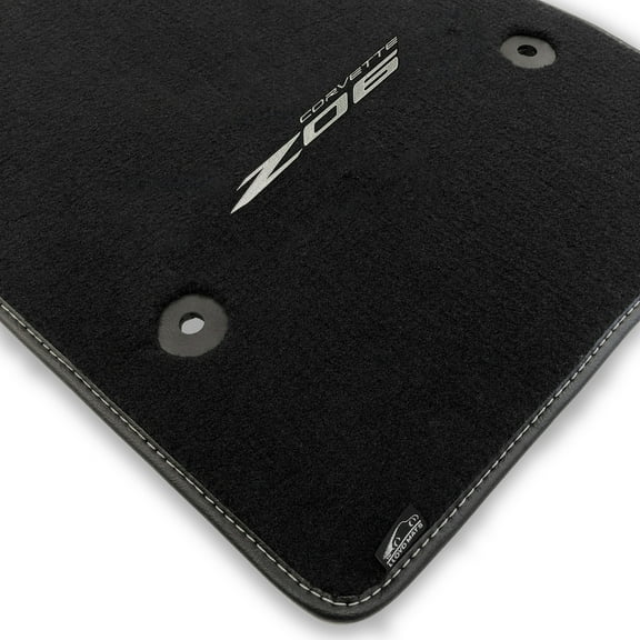 Lloyd Mats LogoMat Custom-Fit 2PC Carpet Floor Mats for 2023-2026 Chevrolet C8 Corvette (No E-RAY), Charcoal