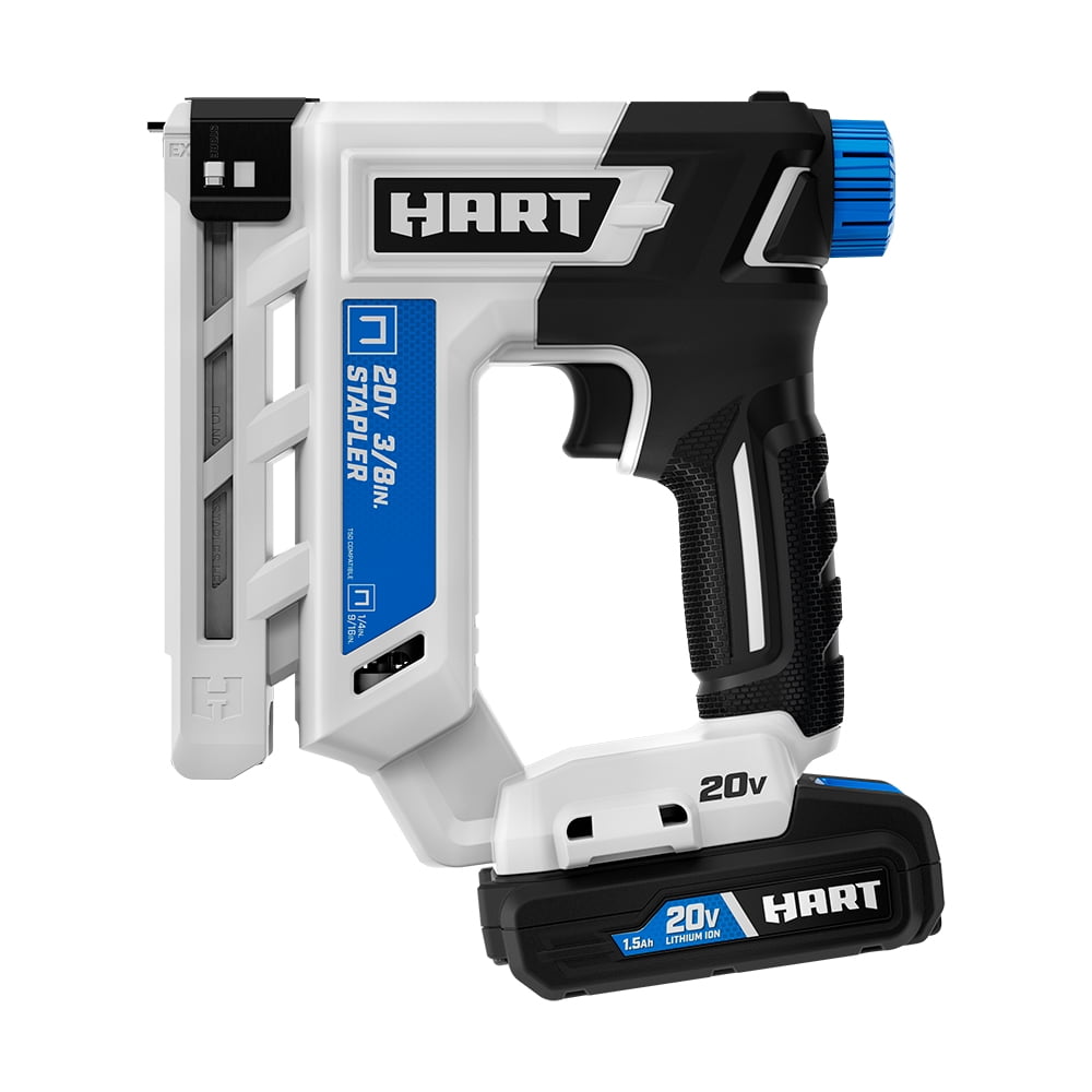 HART 20Volt 3/8 Inch Crown Stapler Kit (1) 20Volt 1.5Ah LithiumIon