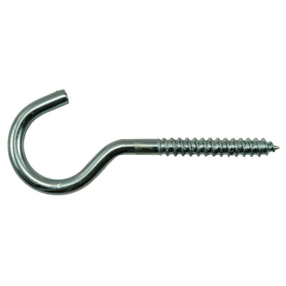 1/4" x 15/16" x 4-1/8" Zinc Plated Steel Screw Hooks (10 pcs.)