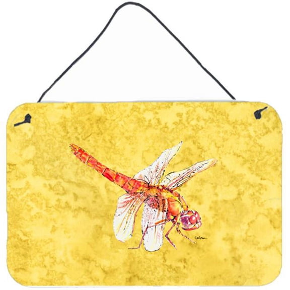 Dragonfly On Yellow Aluminium Metal Wall Or Door Hanging Prints