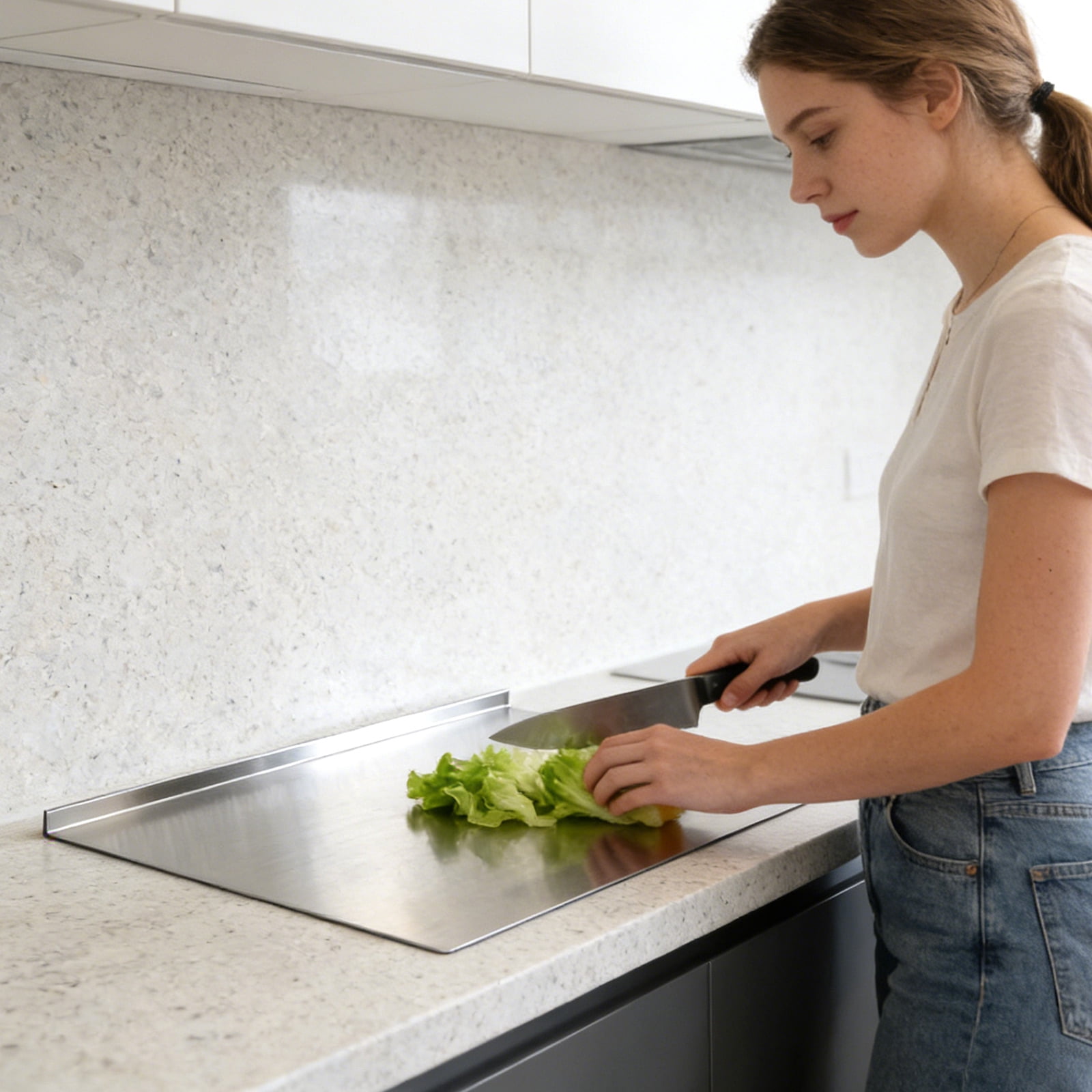 1Pc Food Grade Stainless Steel & Wood Cutting Board, 12X16 Inch (30X40Cm) Multi-Purpose Chopping Board For Kitchen, Fruit & Vegetable Prep, Safe & Durable Chopping Surface