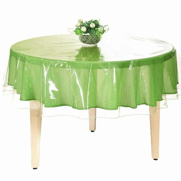 Clear Plastic Tablecloth Protector, 70 Inch Round Vinyl Table Cloth, Waterproof Spill Proof Table Cover, Easy Wipe Clean for Dining Table, Party, Everyday Use, Clear