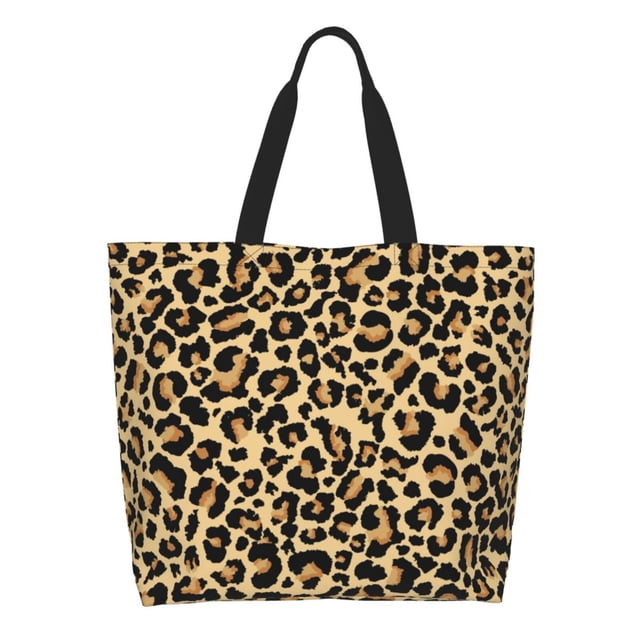 Fotbe Leopard Print Bolsa Tote Estética de Lona con Estampado para Mujer - Bolsa Reutilizable de Hombro Casual para Vacaciones, Compras, Trabajo y Gimnasio