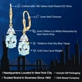 thumbnail image 2 of Gem Stone King 18K Yellow Gold Plated Silver Sky Blue Topaz and White Moissanite Dangle Earrings for Women (6.94 Cttw, Gemstone November Birthstone, Oval 10X8MM, Trillion 5MM), 2 of 5