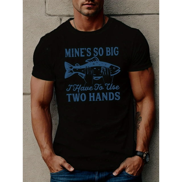 T-Shirt Décontracté à Manches Courtes pour Homme « MINE's SO BIG » - Coton Respirant, Imprimé Géométrique, Col Rond - Lavable à la Machine - Parfait pour Toutes les Saisons, T-Shirts de Sport Confortables
