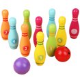 thumbnail image 1 of Kit de juegos de bolos para niños, juguetes de bolos de madera para interiores y exteriores, 1 of 5