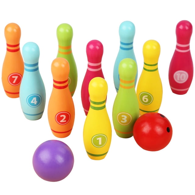 Kit de juegos de bolos para niños, juguetes de bolos de madera para interiores y exteriores
