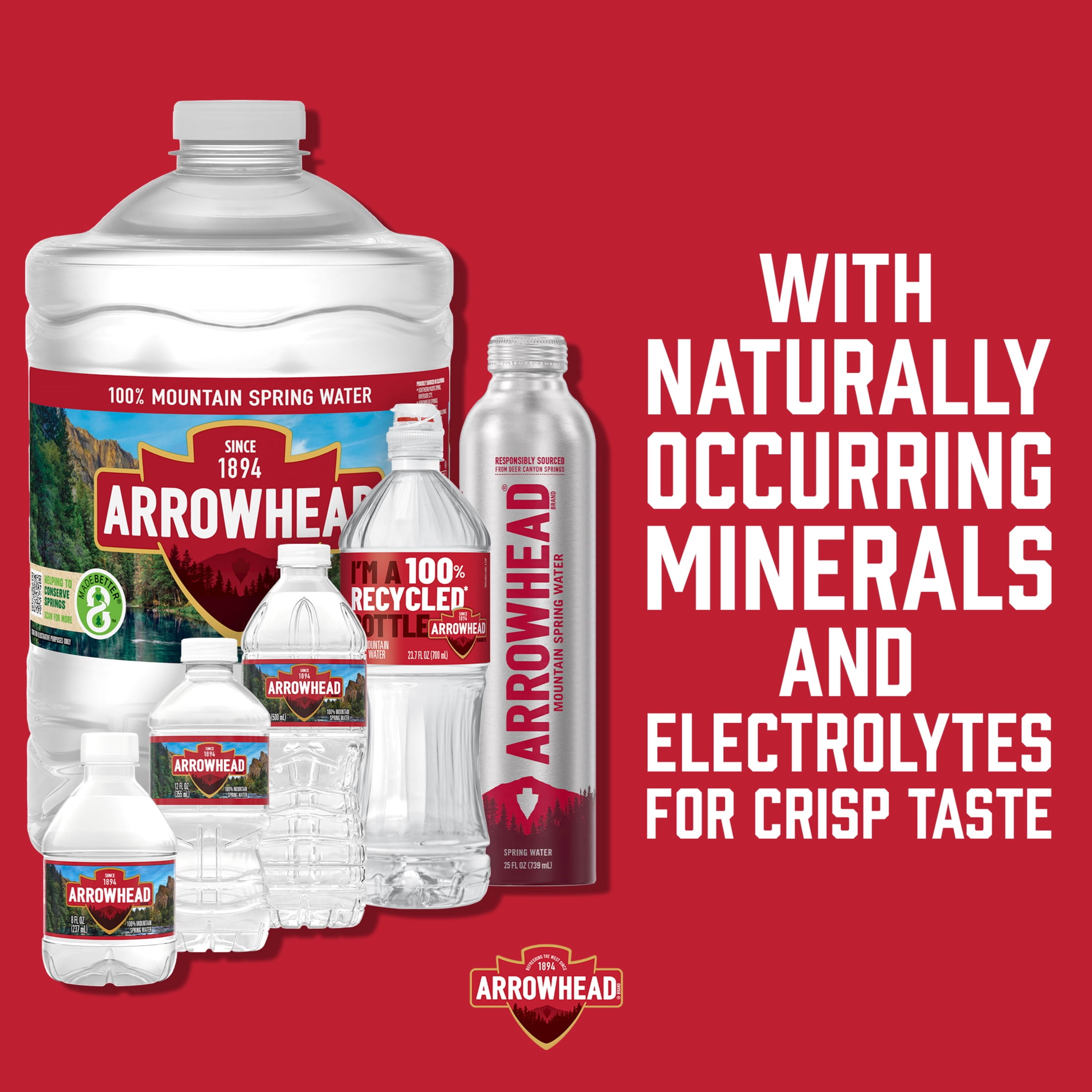 (2 pack) Arrowhead Mountain Spring Water, 12 fl oz, 12-pack Plastic Bottles