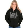 thumbnail image 3 of Inspirational Create The Future Quote Womens Plus Size Graphic Zipper Hoodie Brisco Brands 2X, 3 of 5