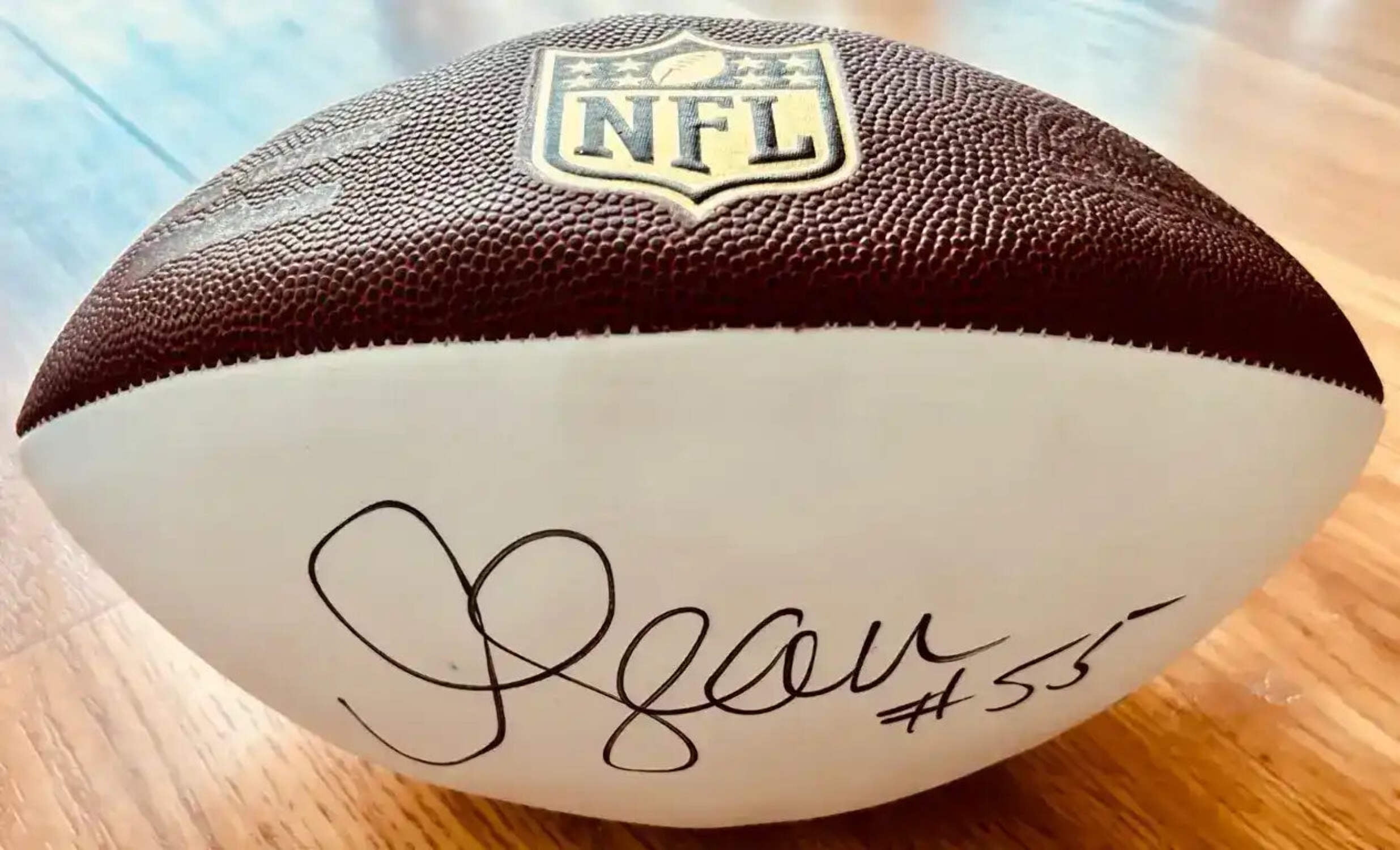 Junior Seau autographed Wilson NFL white panel football JSA Chargers