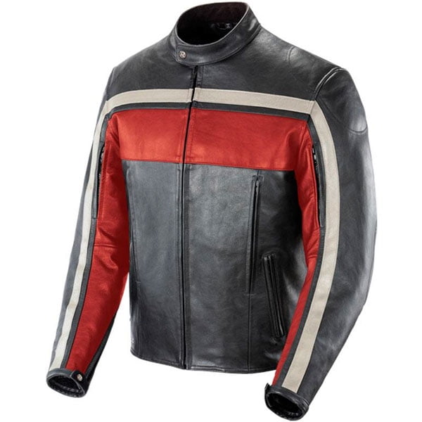 Joe Rocket Old School Mens Red/Black/Ivory Leather Motorcycle Jacket ...