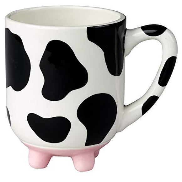 boston warehouse udderly cow non-skid silicone feet ceramic mug, 20-ounce, white, black, pink