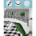 thumbnail image 3 of Quilts Queen Size Bedding Set, Black White Checkered Reversible Summer Quilt 3 Pieces, Farmhouse Buffalo Plaid Botanical Lightweight Bedspreads Coverlets with 2 Pillow Shams for All Seasons, 3 of 5