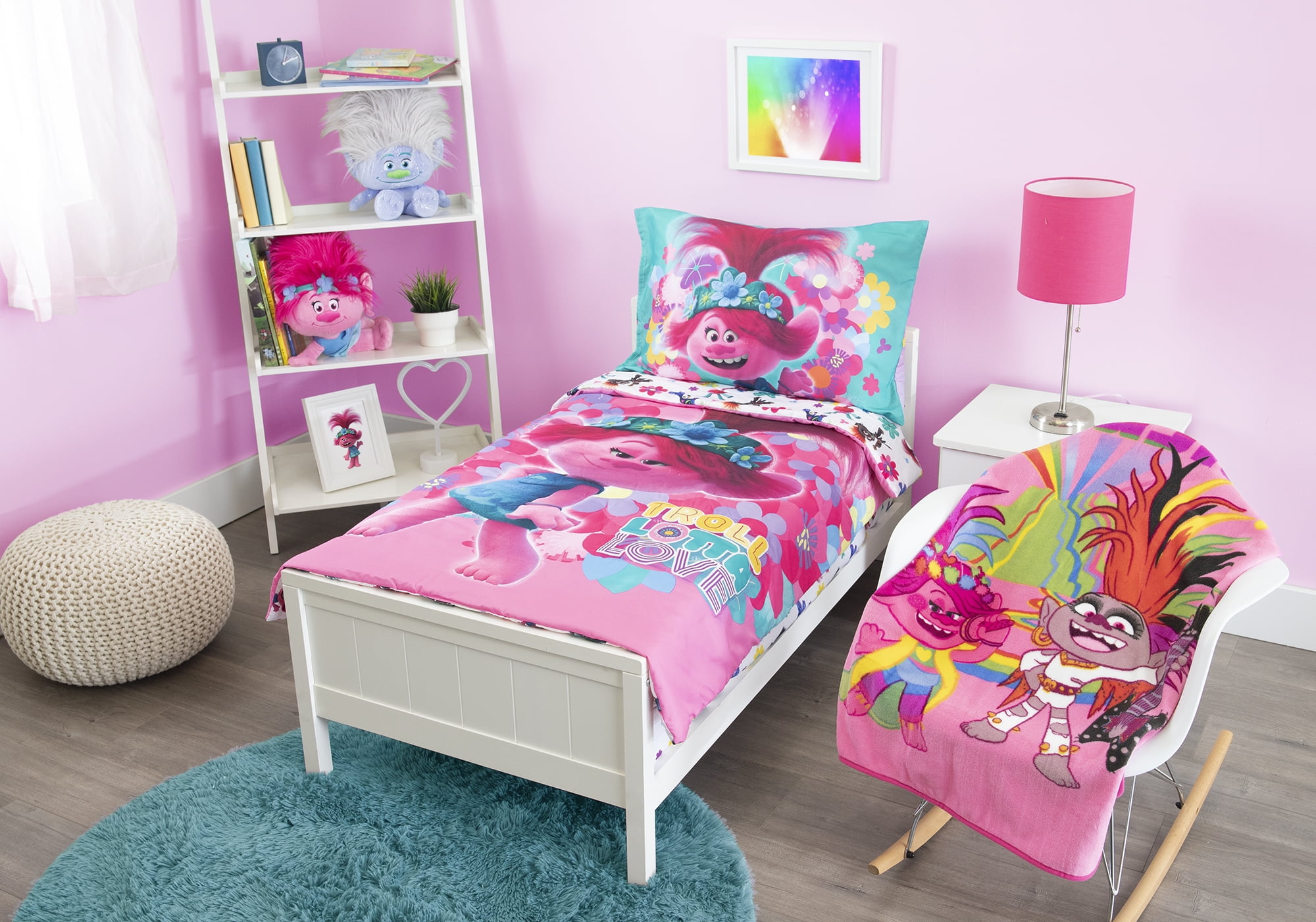 Trolls 5-Piece World Tour Toddler Bedding and Plush Blanket Set