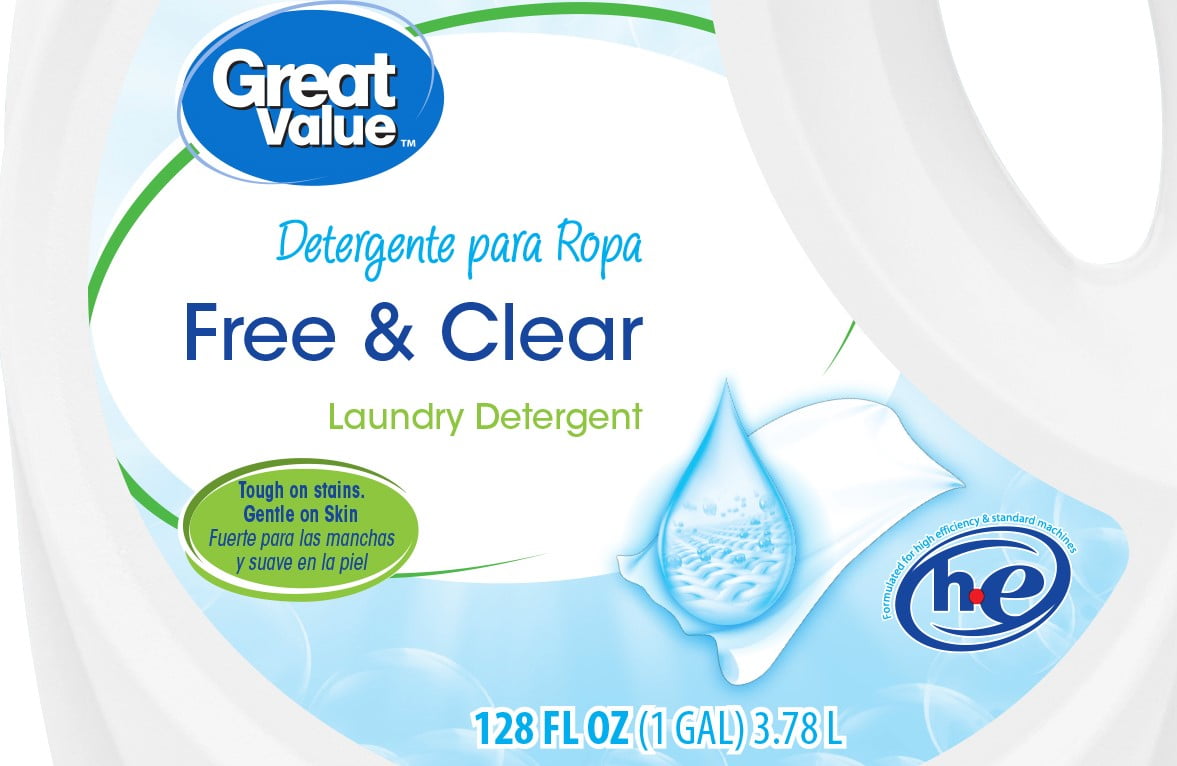 Great Value Laundry Detergent Free & Clear 128 fl oz
