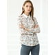 thumbnail image 2 of INSPIRE CHIC Blusa superior con cuello floral para mujer Camisas abotonadas de manga larga con pliegues elegantes blanco XS, 2 of 6